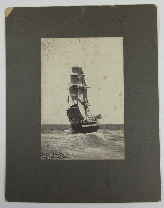 TALL SHIP, FULL SAIL BY E.A. SMITH. 9X6.5 PHOTO IN 14X11 ARCHIVAL MAT.