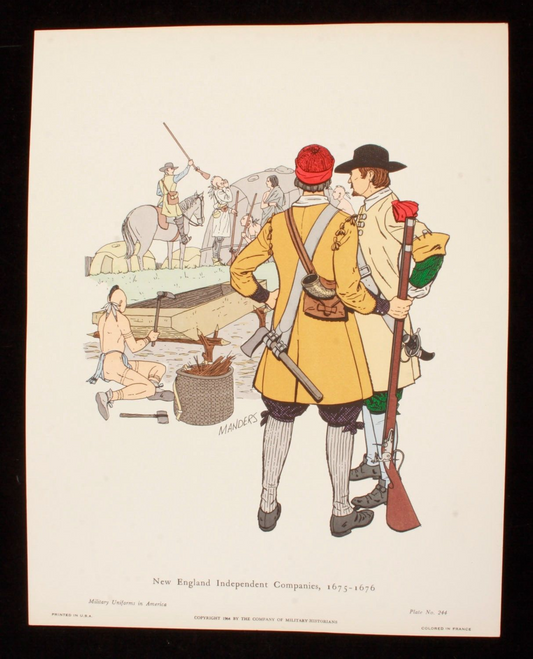 New England Independent Companies 1675-1676 Illustration 11x14