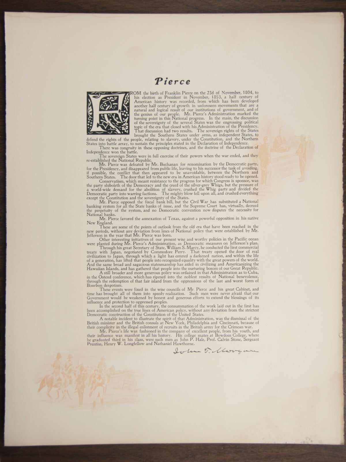 WHITE HOUSE GALLERY VINTAGE PHOTOGRAVURE OF PRESIDENT FRANKLIN PIERCE