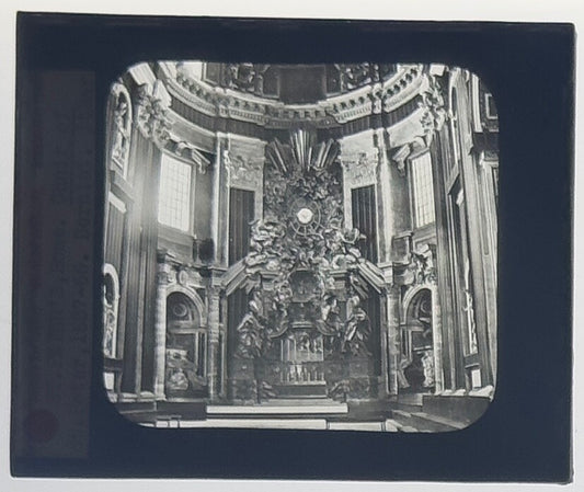 Vintage Lantern Slide Saint Peters Rome Chair of Saint Peter 3.25 x 4 in