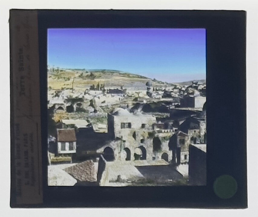 VINTAGE LANTERN SLIDE "Terre Sainte" Jerusalem 3.25X4IN