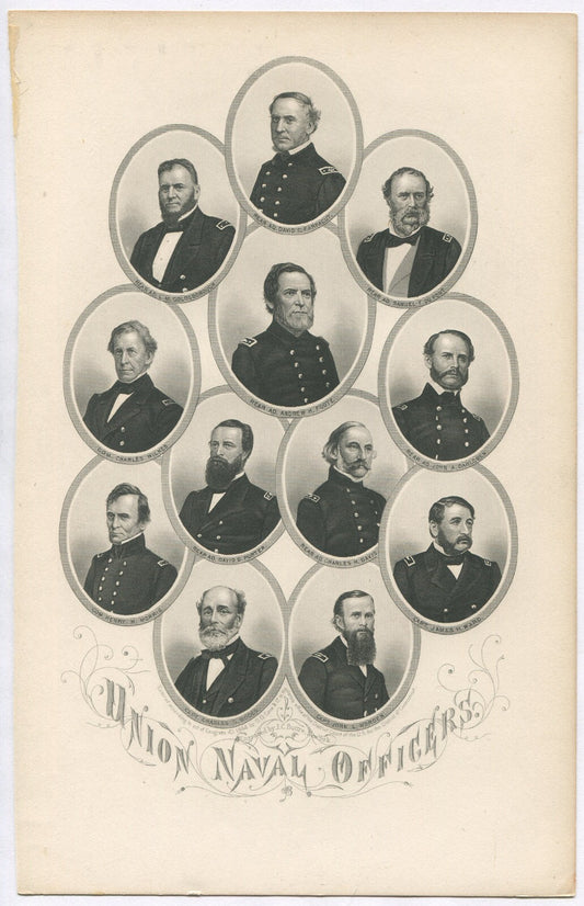 UNION NAVAL OFFICERS. LITHOGRAPH 9.5X6 INCHES.