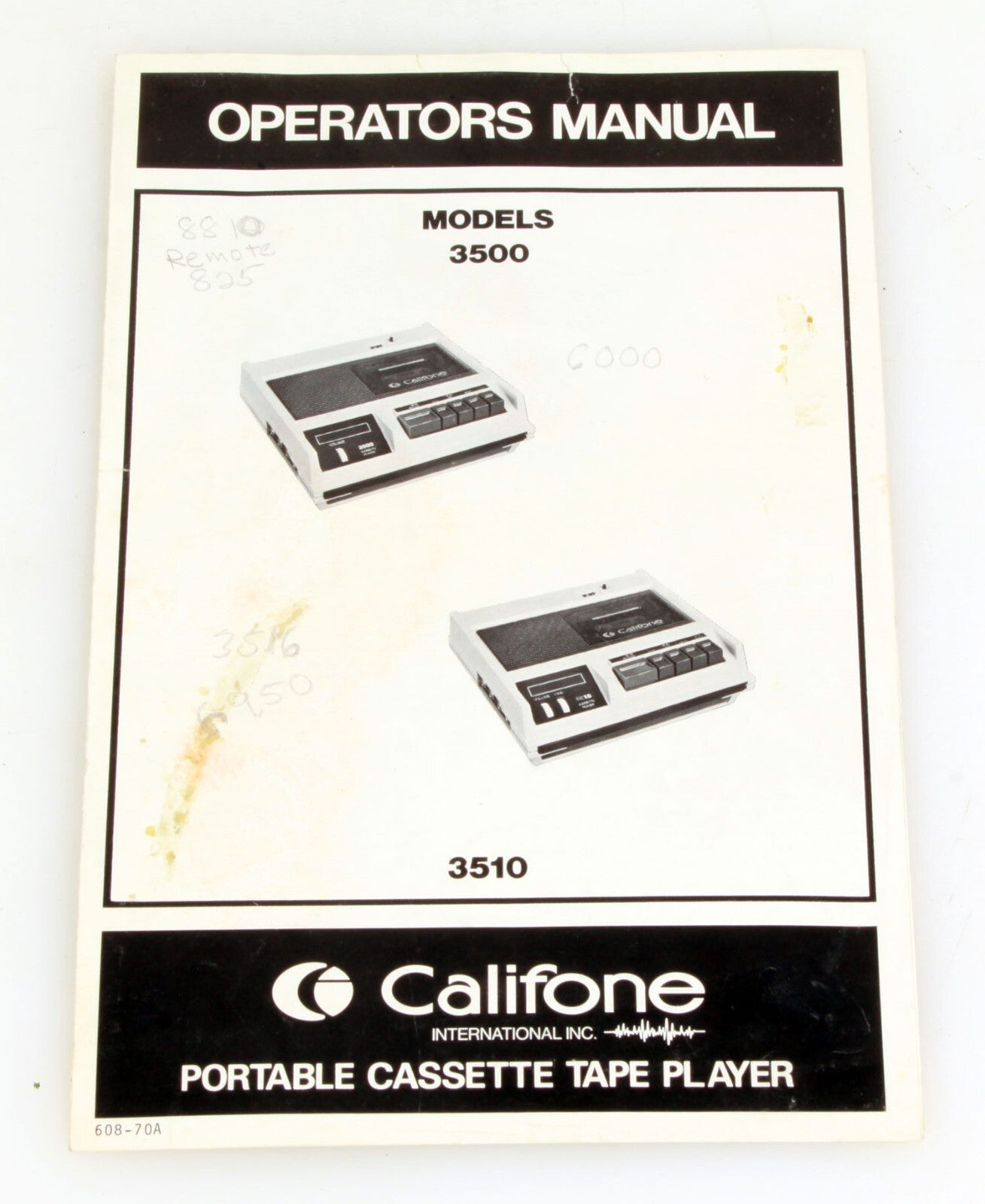 Owners Manual for Califone Tape Player