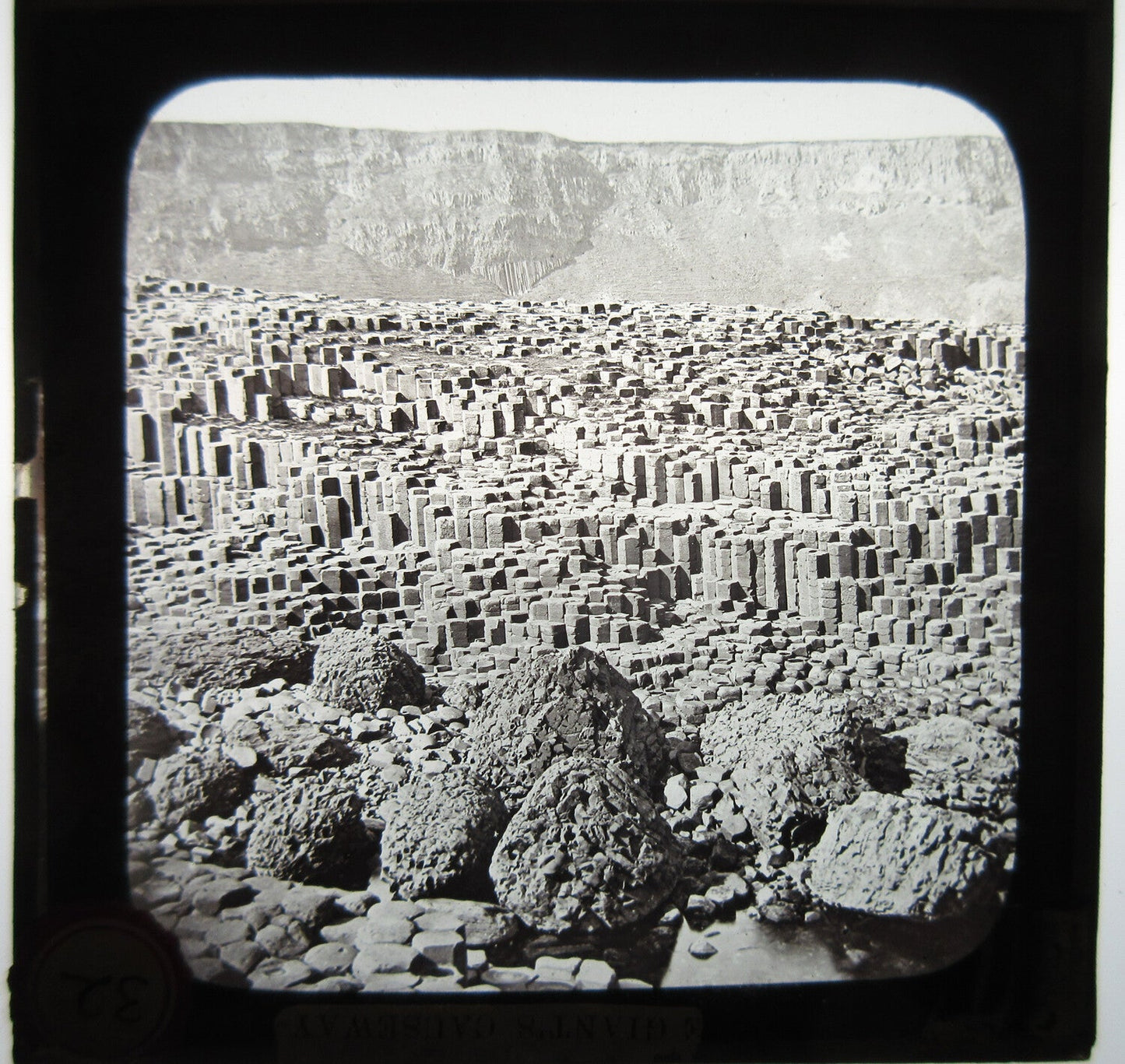 Vintage Giants Causeway, Ireland Lantern Slide - Original Photo, 3.25 x 3.5 in, Magic Lantern