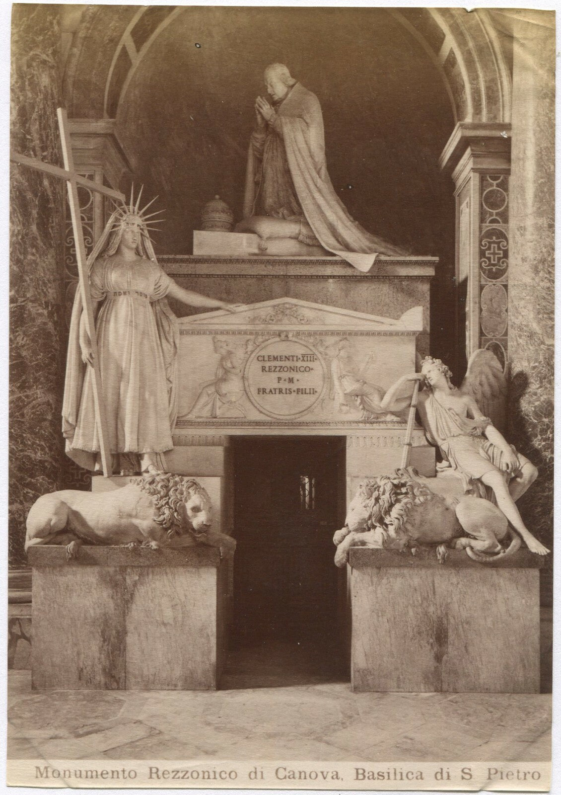 Vintage 4x5 Unmounted Albumen Photo - Mausoleum Inside St Peter's Basilica, Original Authentic