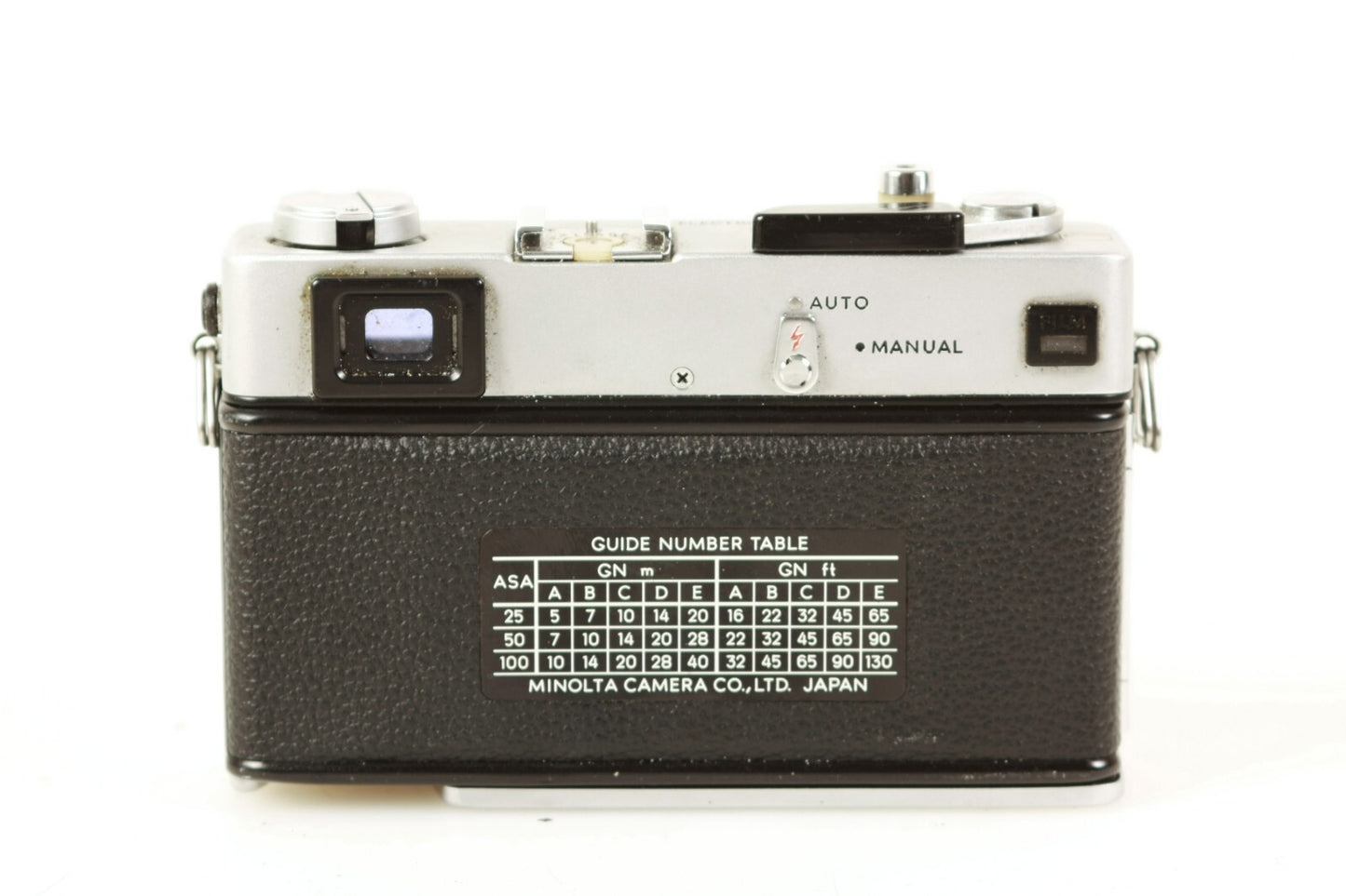 Vintage Minolta Hi-Matic E Rangefinder Camera with 40mm Rokkor – For Parts/Repair