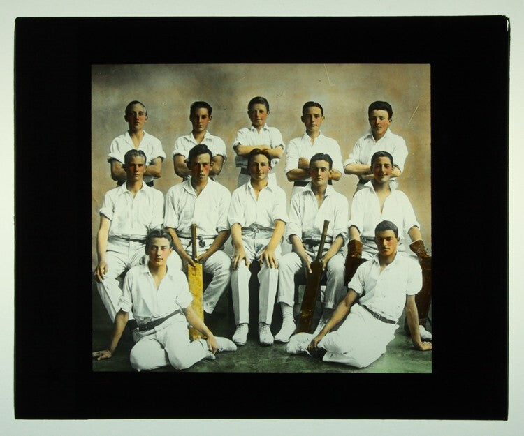 COLOR PHOTO ON GLASS OF TASMANIA HOBART STATE HIGH SCHOOL CRICKET TEAM