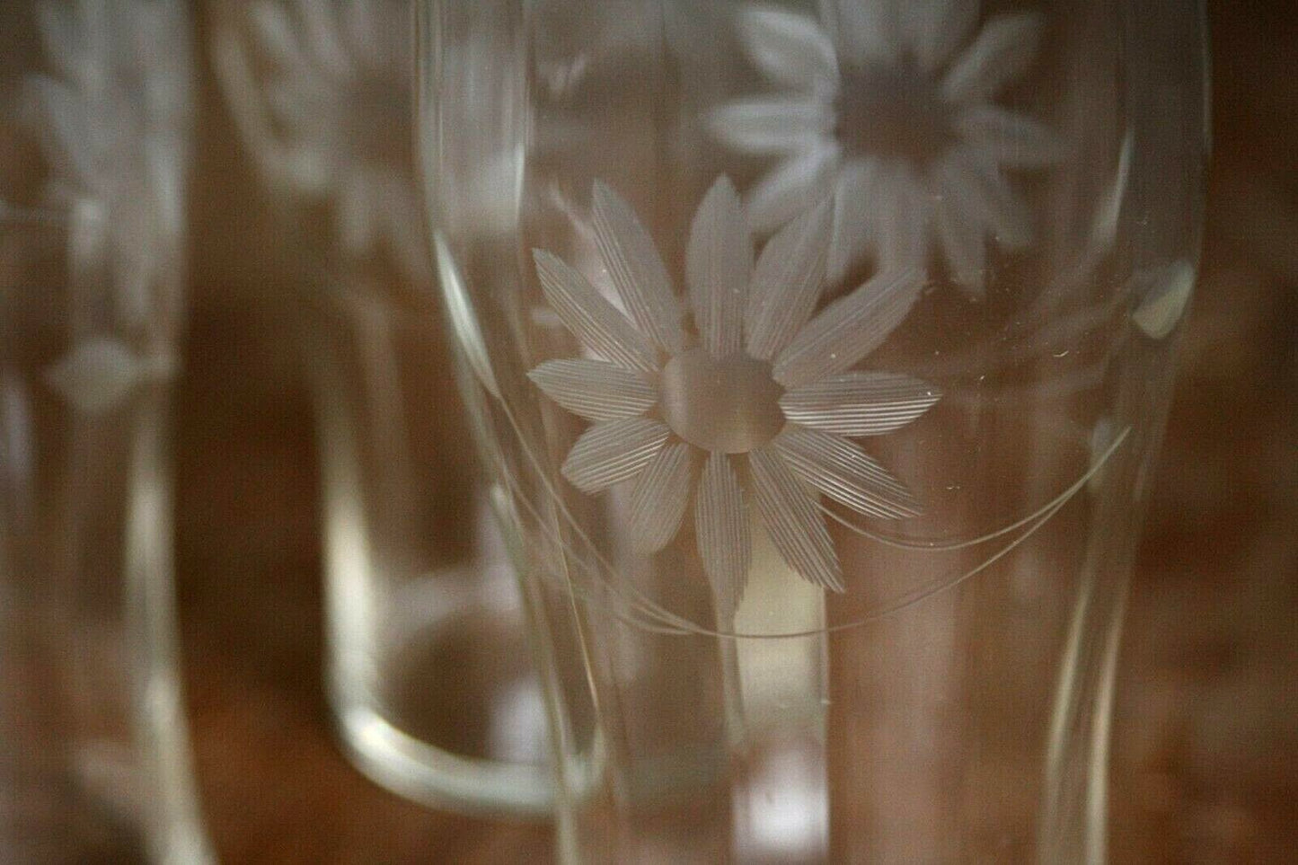 Vintage Floral Glassware - Set of 3 with Flower Pattern - Clear Glassware Trio