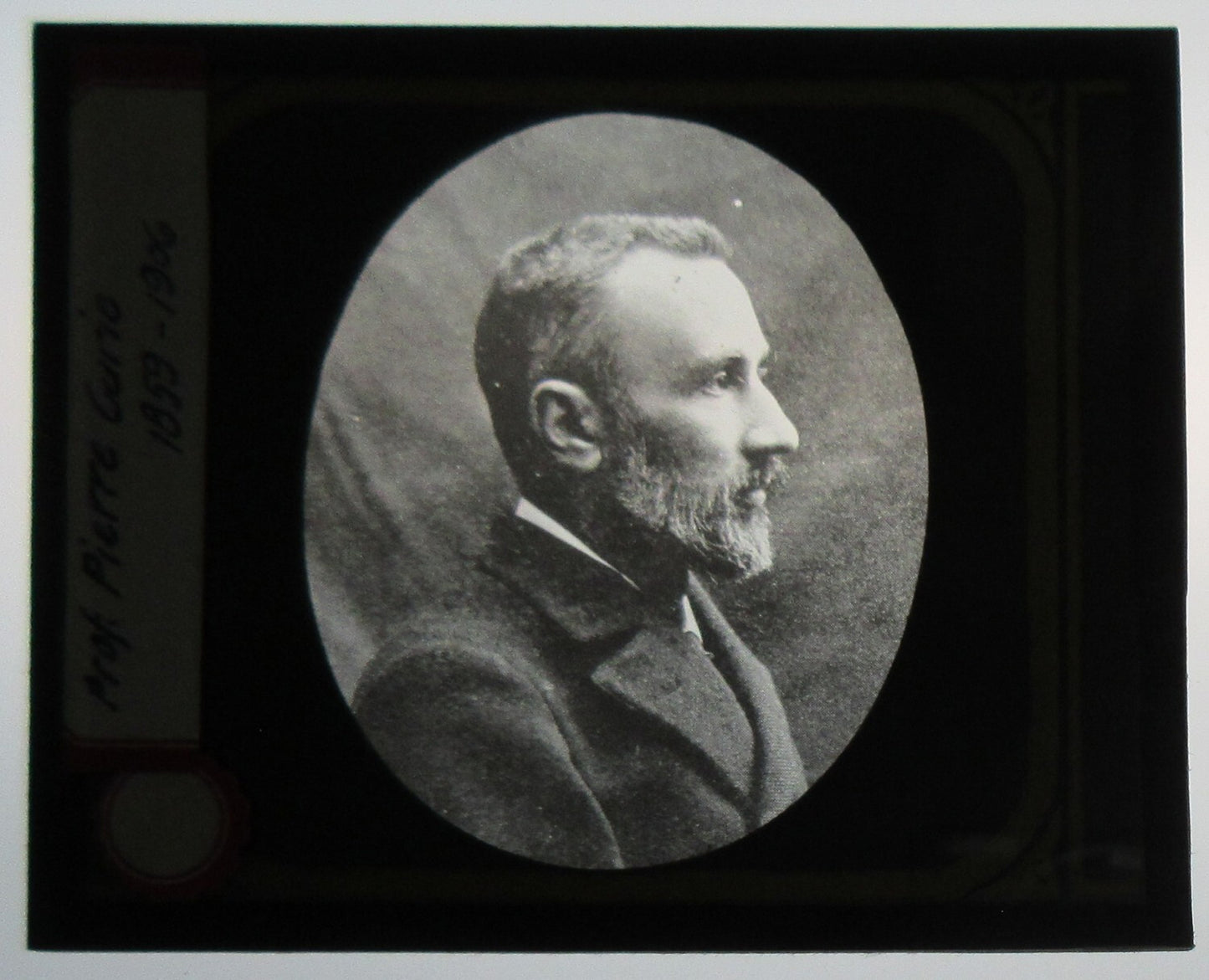Vintage Pierre Curie Portrait - Photo on Glass Lantern Slide, Original Scientific Memorabilia