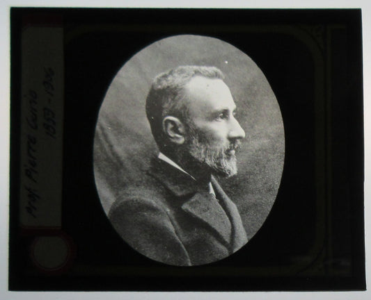 Vintage Pierre Curie Portrait - Photo on Glass Lantern Slide, Original Scientific Memorabilia