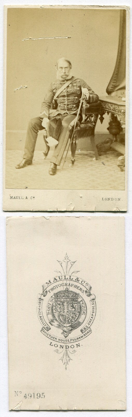 GERALD LANGLEY IN BRITISH MILITARY UNIFORM. CDV. LONDON, ENGLAND.