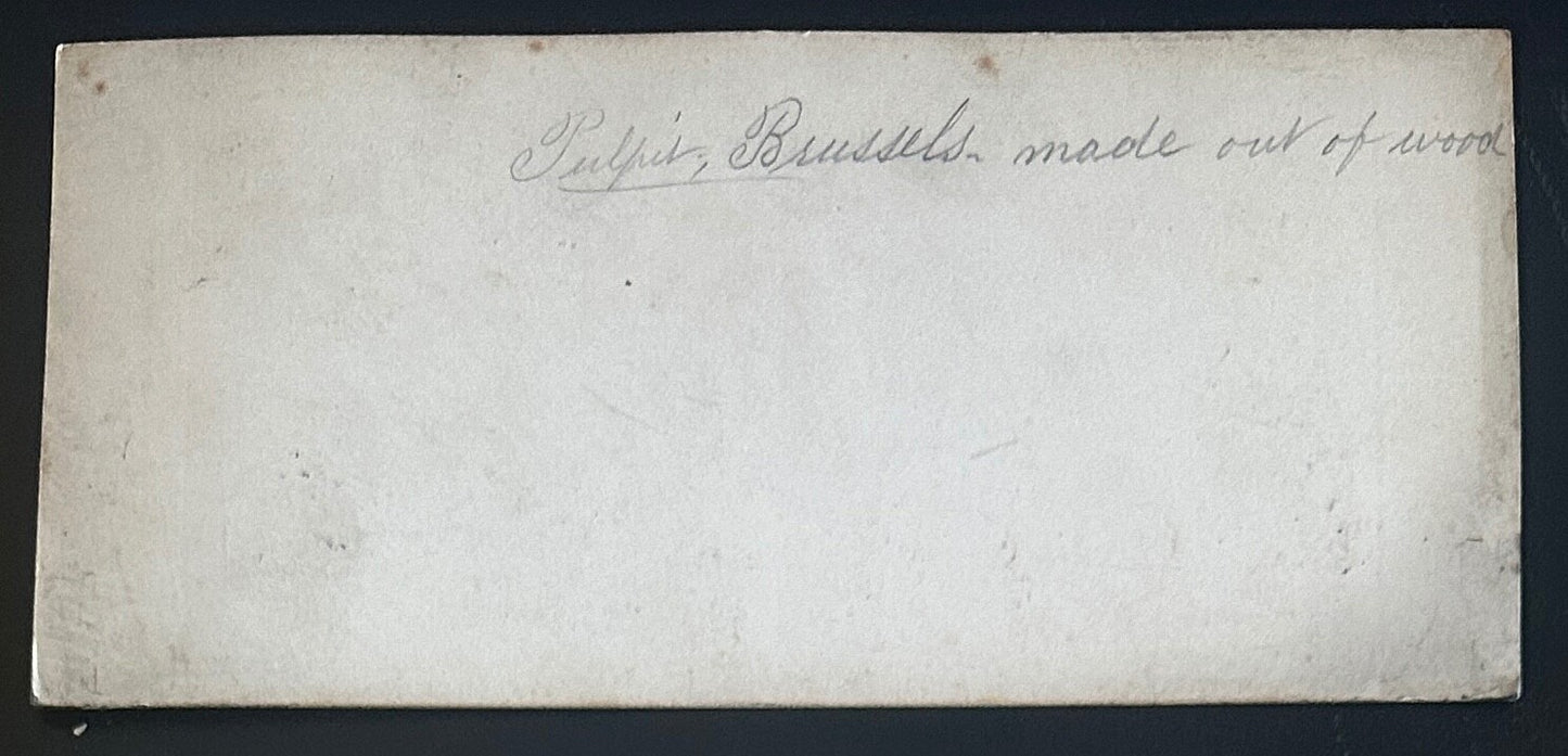 Vintage StereoView Card Pulpit Brussels Belgium 3.5x7in Collectible Photo