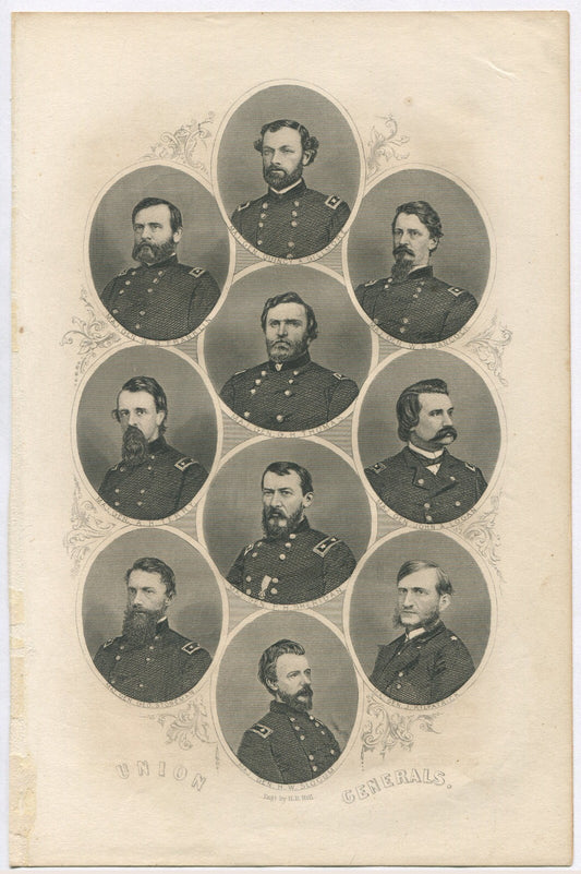 UNION GENERALS. LITHOGRAPH 9X6 INCHES.