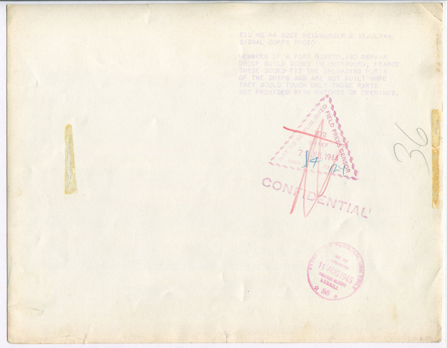 WWII U.S. MILITARY REPAIR FRENCH PORT. WWII, 8X10 B&W. VINTAGE.