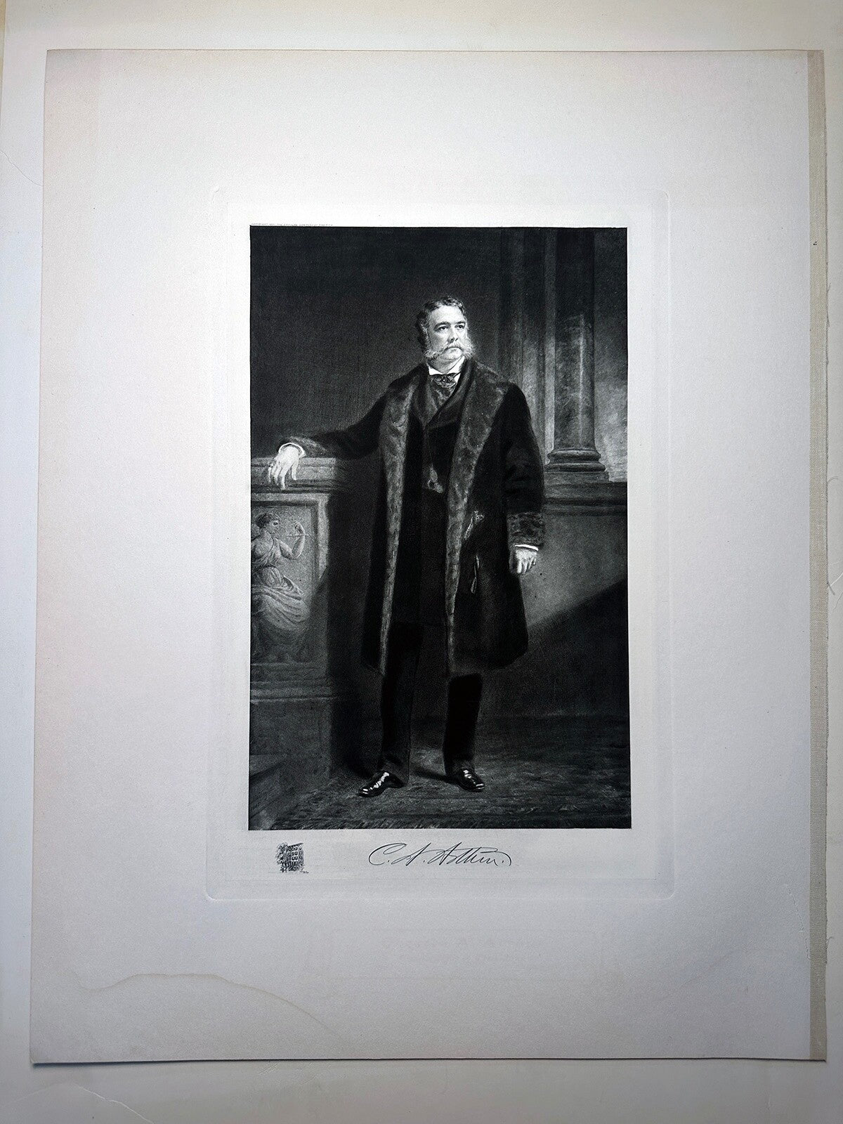 Rare Vintage Photogravure of Chester A. Arthur -- White House Gallery Two-Page Set with Dedication, 10x12 Print