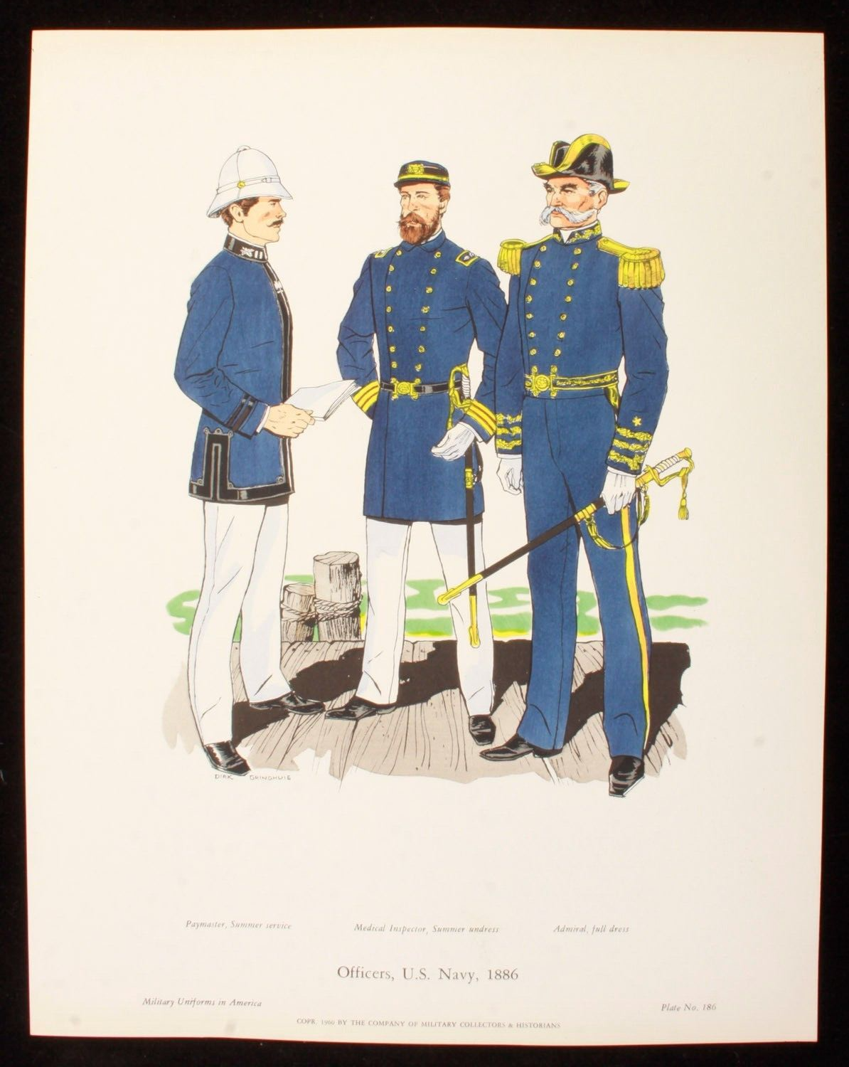 Officers US Navy 1886 Illustration 11x14