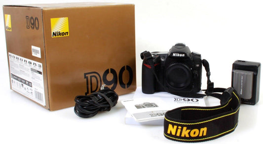 Nikon D90 Digital SLR Camera w/ Battery, Charger, Strap, Manual, Book & Box