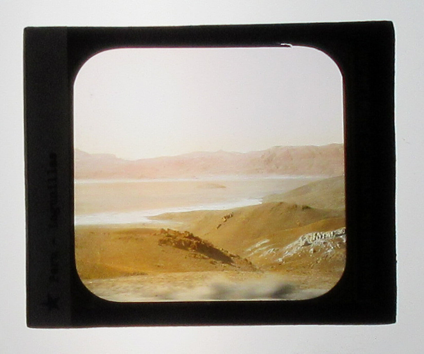 Vintage Hand-Colored Photo on Glass - Lagunillas, Peru - Tinted Lantern Slide,