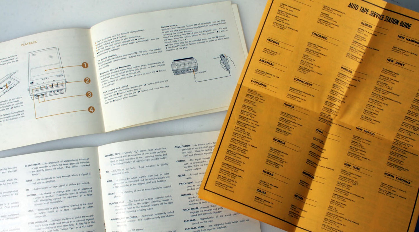 Sony Matic Tape Recorder TC-110B Owners Manual & Info