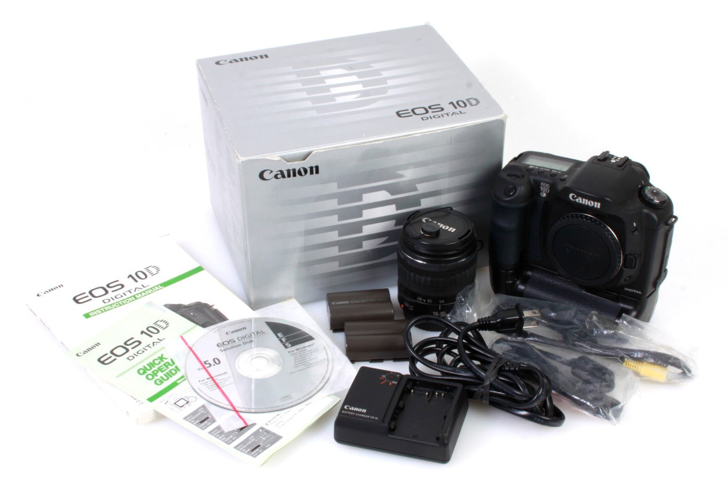 Canon 10D w/ 28-90mm Lens + Battery Pack & Charger in Box
