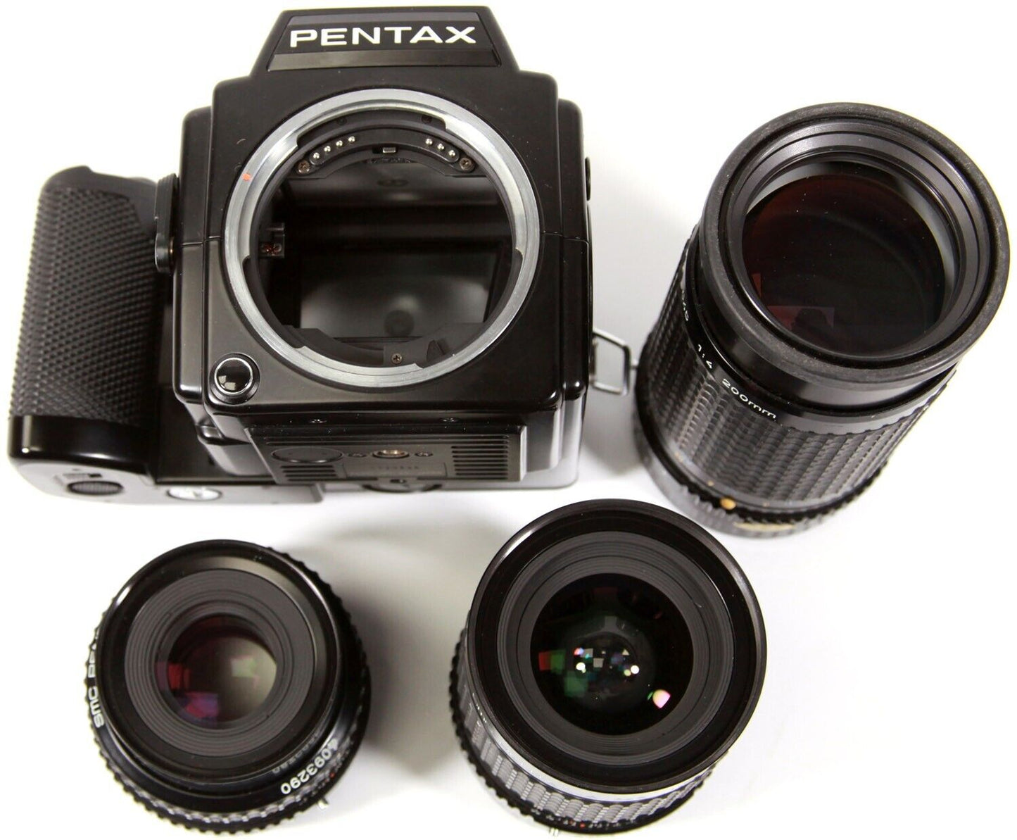 Pentax 645 Medium Format Camera w/ 75mm 2.8, 45mm 2.8, 200mm f4 Lenses & Flash