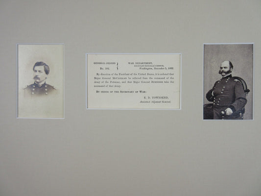 CIVIL WAR GENERAL ORDER 182. BURNSIDE RELIEVED McCLELLAN OF COMMAND VINTAGE CDVS