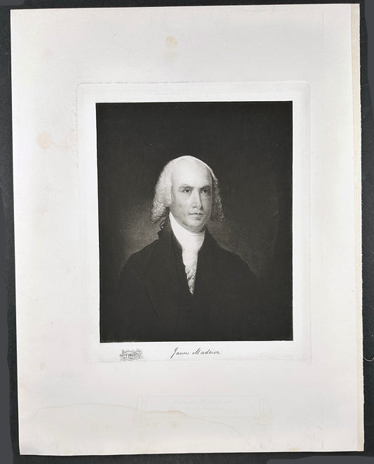 Vintage Photogravure of James Madison - White House Gallery, 10x12 Print on 16x20 Heavy-Stock, Beveridge Dedication