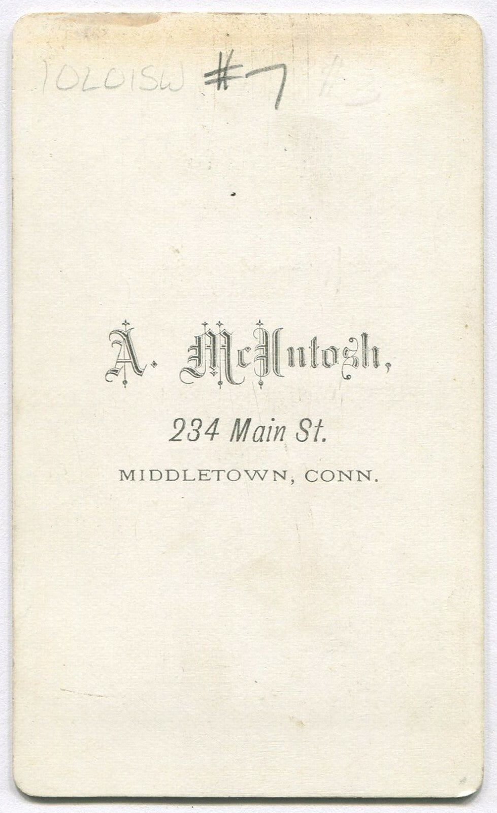 VERY YOUNG LOOKING MAN W/ HINT OF MUSTACHE. CDV. MIDDLETOWN, CONN.