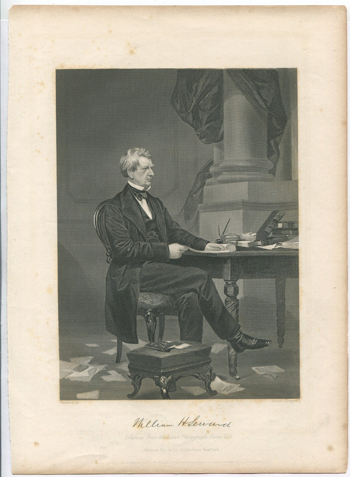 WILLIAM H.SEWARD,POLITICIAN. LITHOGRAPH 10.75X8 INCHES.