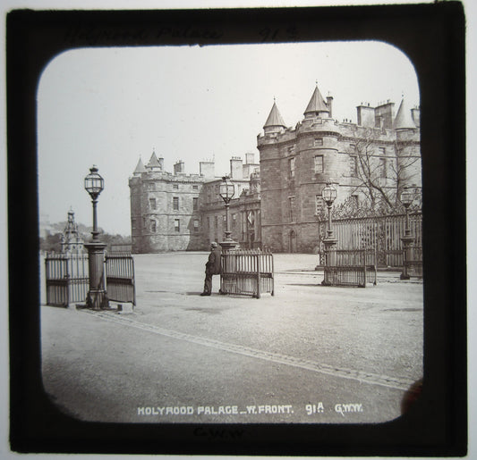 Vintage Lantern Slide of Holyrood Palace, Edinburgh, Scotland - Original Glass