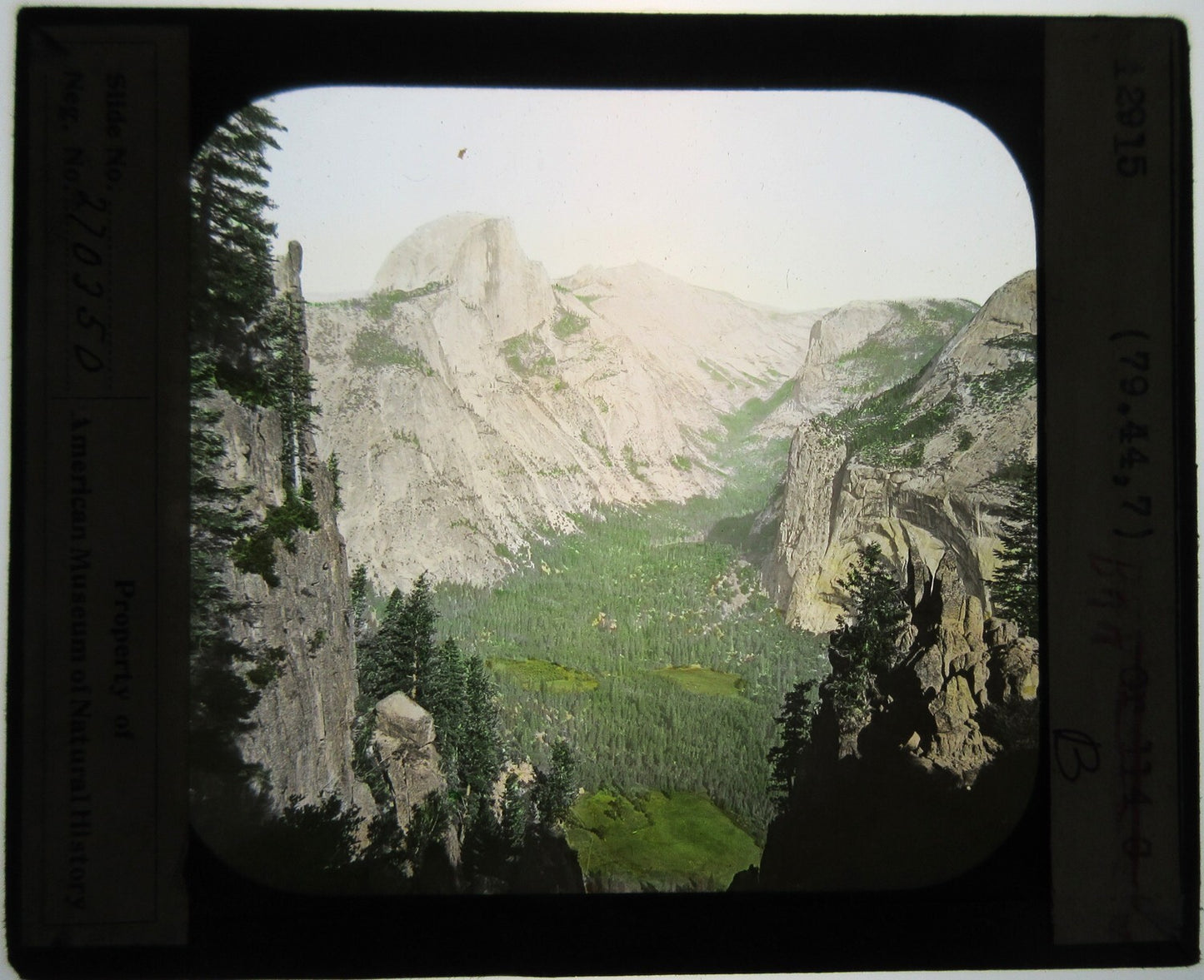 TENAYA CANYON FROM MORAN POINT, YOSEMITE. TINTED LANTERN SLIDE.