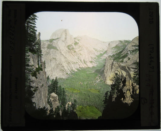 TENAYA CANYON FROM MORAN POINT, YOSEMITE. TINTED LANTERN SLIDE.