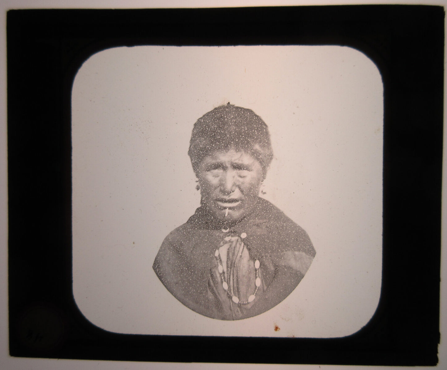 Vintage Native American Woman with Labret Lantern Slide, 1890s Portrait, Original Photo