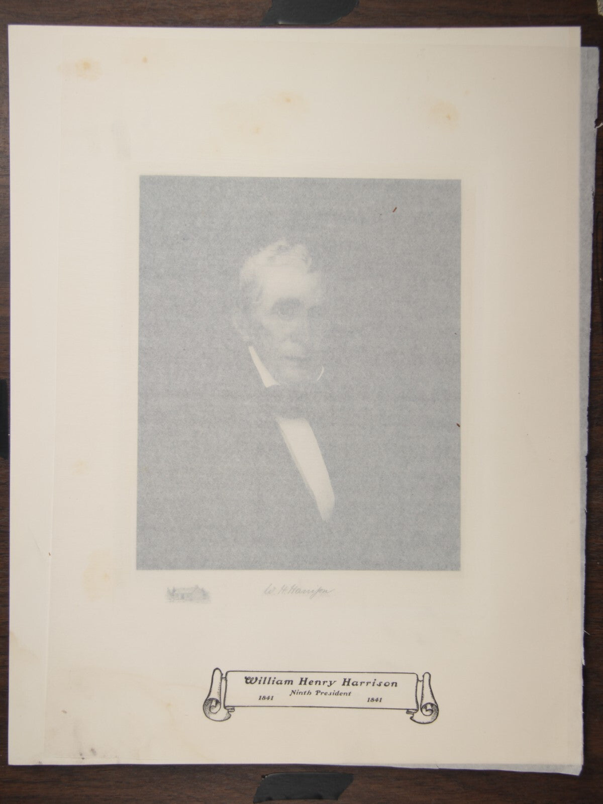 WHITE HOUSE GALLERY VINTAGE PHOTOGRAVURE OF PRESIDENT  WILLIAM HENRY HARRISON