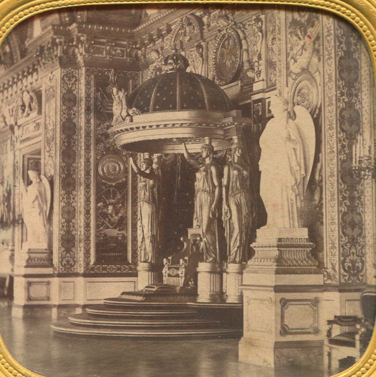 OPULENT ROYAL INTERIOR, LUXEMBOURG PALACE. STEREOVIEW TISSUE.
