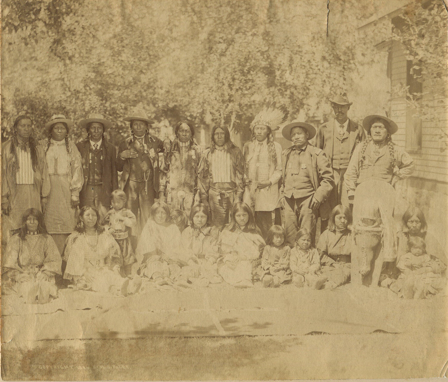 Native Americans ALBUMEN PHOTO. 7.25X9.35 MOUNTED ON 10X12 BOARD.