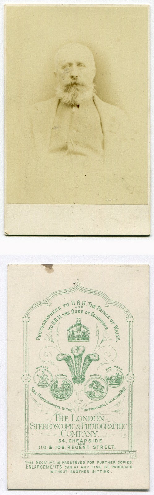 GRAY BEARDED MAN IN LIGHT COLORED SUIT. CDV. LONDON, ENGLAND.