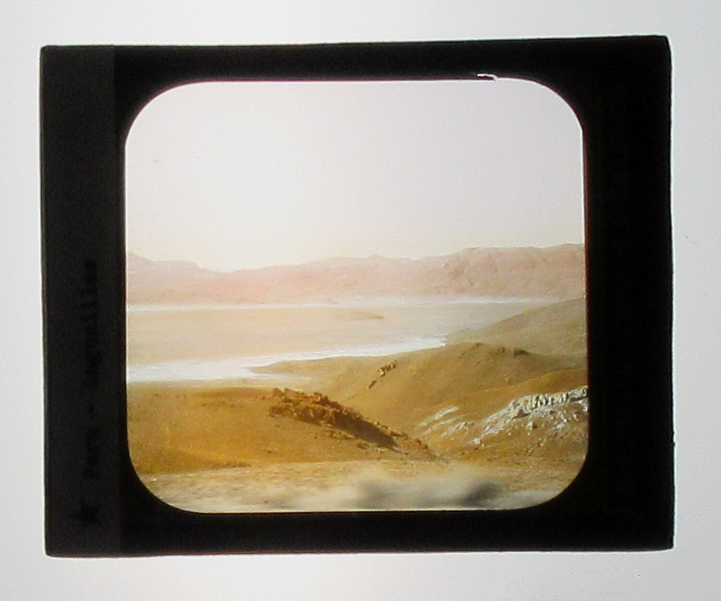 Vintage Hand-Colored Photo on Glass - Lagunillas, Peru - Tinted Lantern Slide,