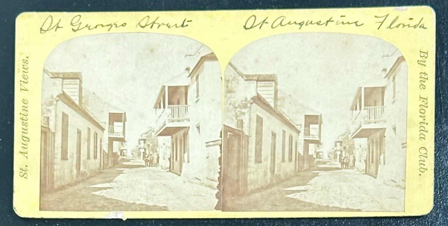 Vintage Stereoview Card: Saint George Street, St. Augustine, Florida - 3.5x7