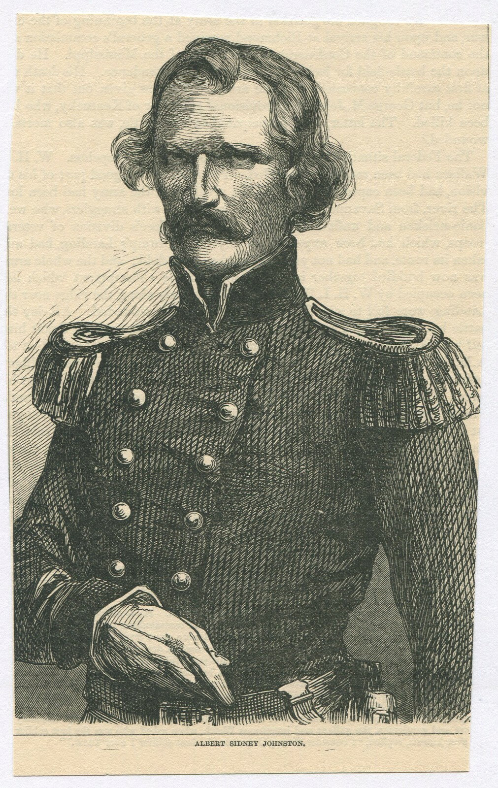 ALBERT SIDNEY JOHNSTON, CSA. NEWSPRINT LITHOGRAPH. 7X4.5 INCHES.