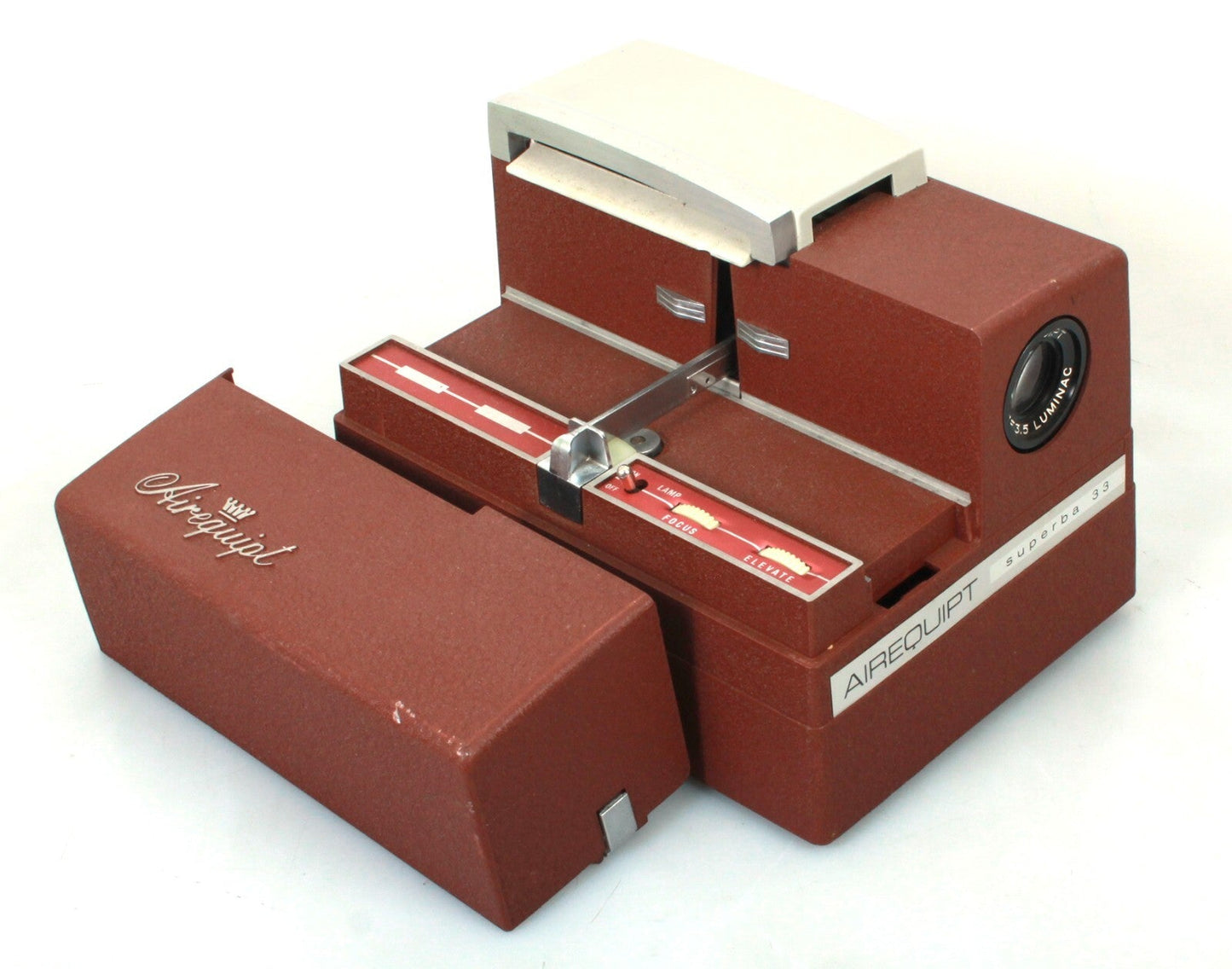 Vintage Airequipt Superba 33 Slide Projector for 2x2 Slides - 4 Inch Luminac Lens