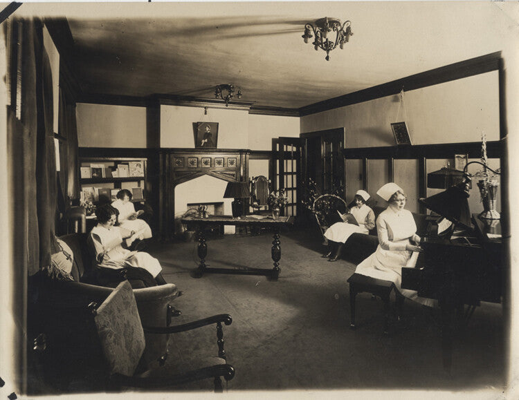 PHOTOS OF ROSELAND COMMUNITY HOSPITAL W/ NURSES LOUNGING & LEARNING - SET OF TWO