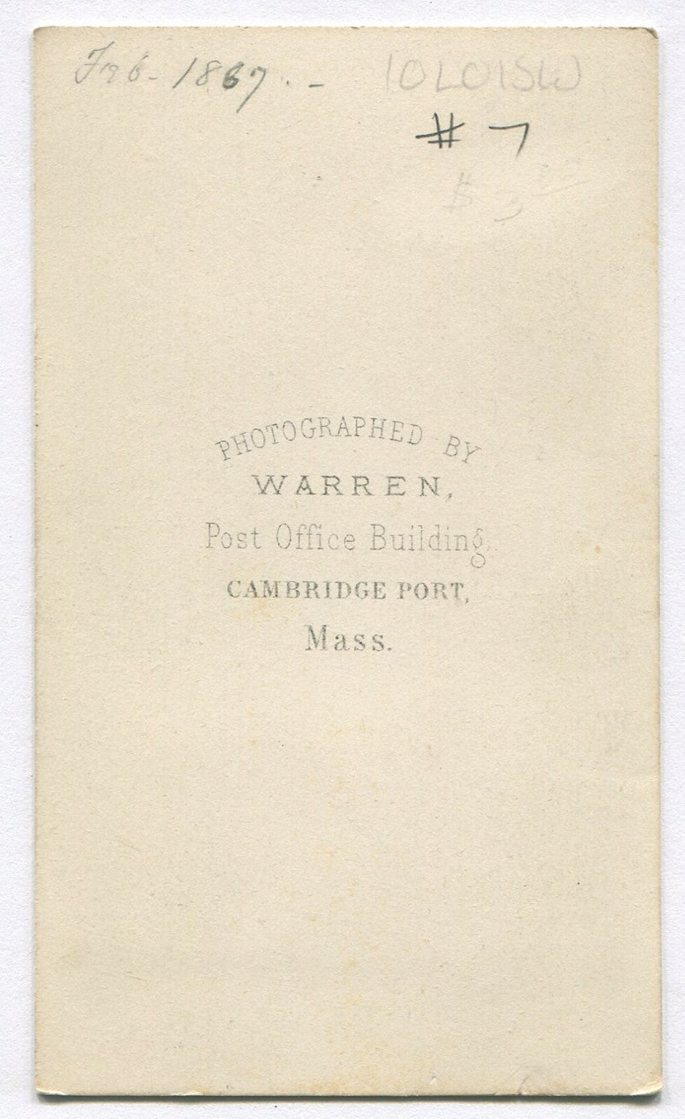 MAN W/GREAT HAIR. PROFILE POSE. CDV.CAMBRIDGE PORT, MASS.