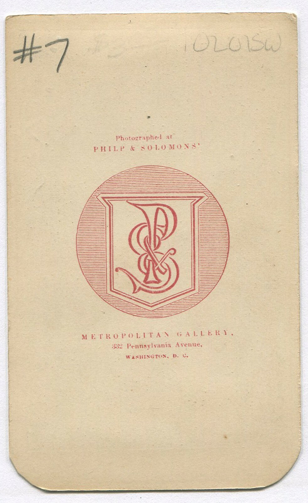 LONG FACED MAN W/LONG BEARD. CDV. WASHINGTON, D.C.