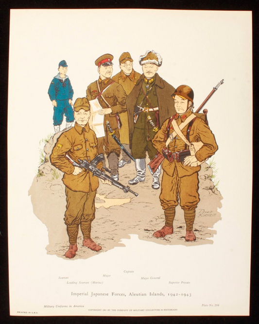 Imperial Japanese Forces Aleutian Islands 1942-1943 Illustration 11x14