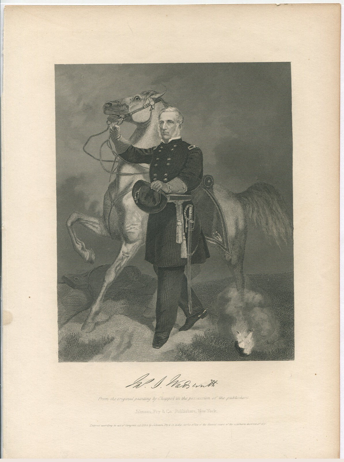 BRIG.GEN.J.S.WADSWORTH, USA. LITHOGRAPH 10.75X8 INCHES.