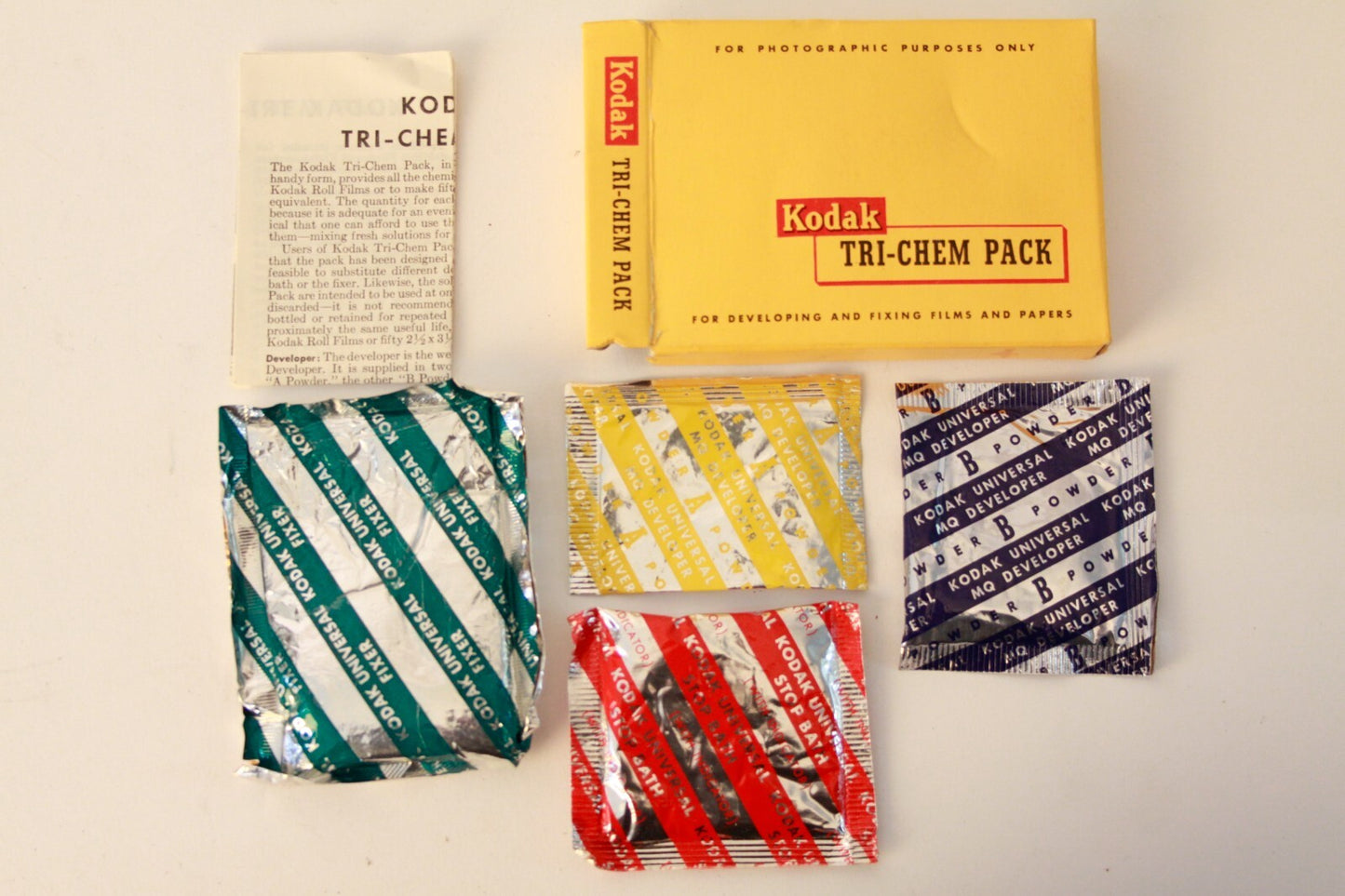 Vintage Kodak tri-chem pack: developer, stop, and fix