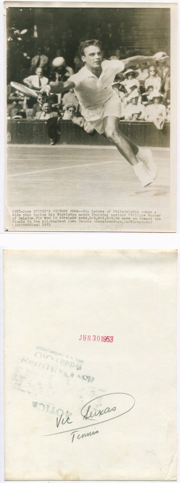 TENNIS GREAT ELIAS VICTOR SEIXAS. PHOTO COLLECTION OF CAREER HIGHLIGHTS. 160CT.