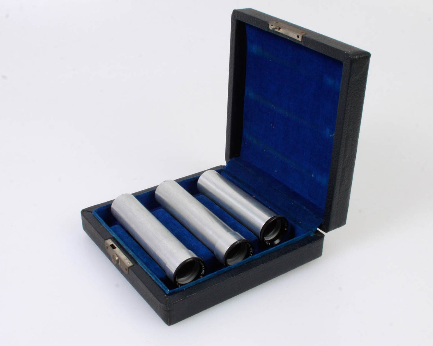 BAUSCH & LOMB RARE LOW/ MEDIUM/ HIGH EYEPIECE ULTRAPLANE MICROSCOPE SET IN CASE