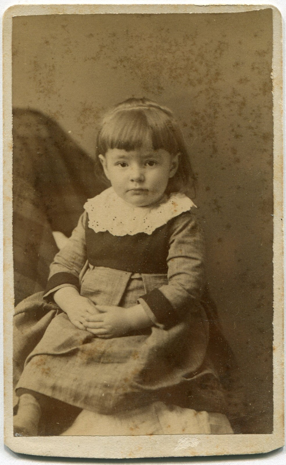 SEMI HIDDEN MOTHER W/TODDLER ON LAP. CDV.